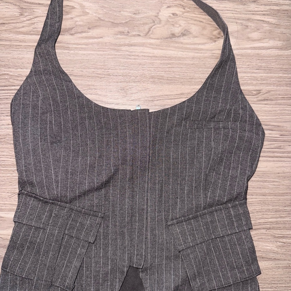 Zara Black Pinstripe Halter Blouse - Picture 3 of 5